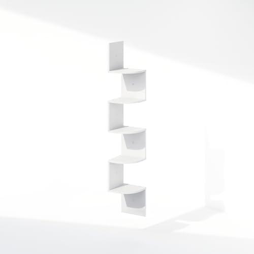 Furinno 5-Tier Floating Corner Shelf White