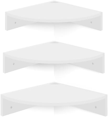 Homode Set of 3 Floating Corner Shelves White