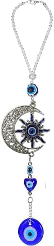 Sun and Moon Blue Evil Eye Wall Hanging Decor