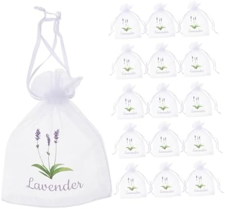 VOSAREA 20pcs Lavender Scented Sachets Drawstring Organza Mesh Bags for Home Storage and Freshening