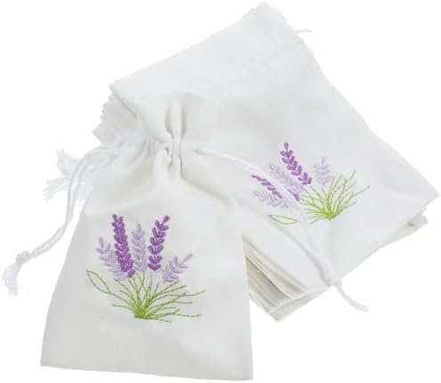 Zerodeko 10pcs Lavender Linen Drawstring Sachet Bags