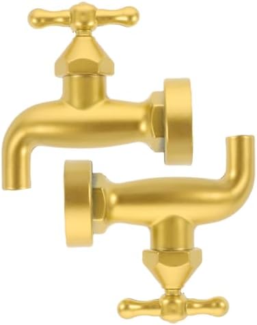 LOGOFUN 2pcs Gold Floating Tap Fountain Desk Decor Kit