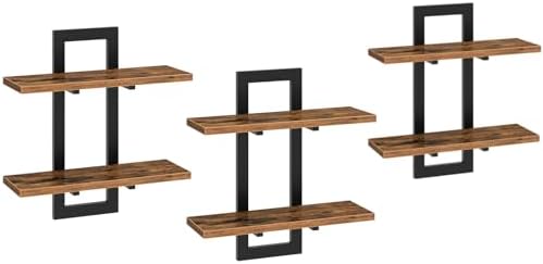 HOOBRO Floating Shelves Set of 3 2-Tier Wall Mounted Storage