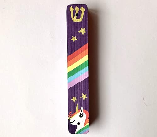 Unicorn Mezuzah - Purple 6 Inch Scroll Case