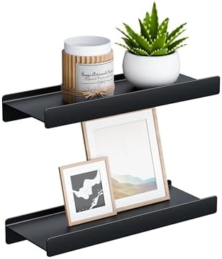 Dancrul Floating Shelves Wall Mount 2 Pack Black 12 Inch