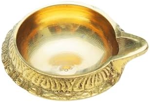 Set of 4 Brass Diya Oil Lamps for Pooja Holi Festival Decor