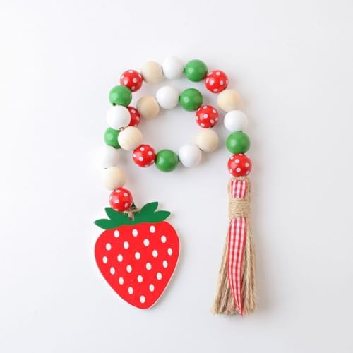Jojofuny 2pcs Strawberry Beaded Garland Tassels Wall Hanging Decor