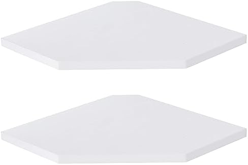 Set of 2 Floating Corner Shelves Rustic Wood Design