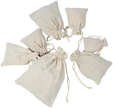 4pcs Cotton Tea Storage Sachets with Drawstring Design