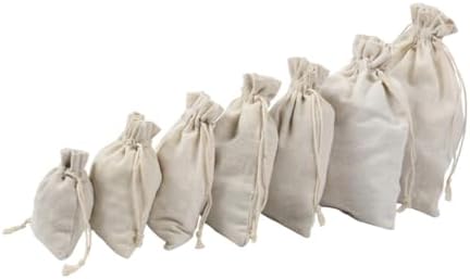 4pcs Cotton Tea Storage Sachets with Drawstring Design