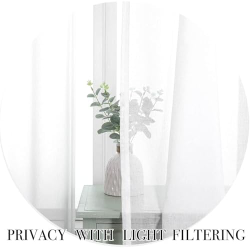WUBODTI White Sheer Linen Curtains 2 Panel Set