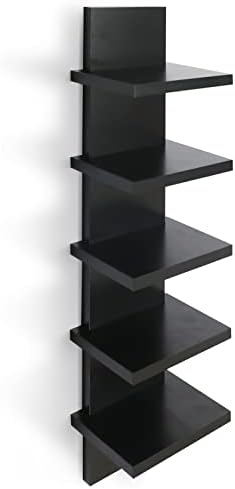 5 Tier Floating Wall Shelves Black Modern Design