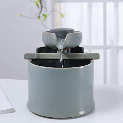 Lan-shop Ceramic Tabletop Fountain for Home Office and Bedroom