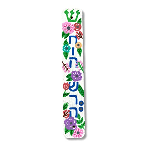 Flower Mezuzah Personalized Wood Scroll Case