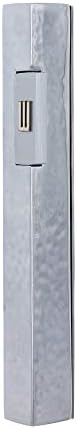 Emanuel Yair Modern Mezuzah Case with Accent Shin Contemporary Minimal Mezuzah 6 Inch Case Hammered Silver