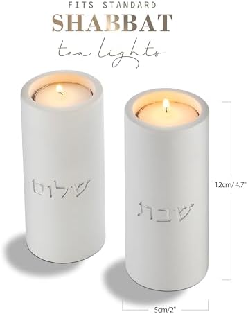 SURI Shabbat Candle Holders Set Modern Minimalist Concrete Tea Light Holders