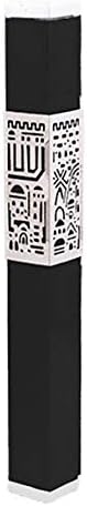 Anodized Aluminum Jerusalem Mezuzah Case - Black Silver Made in Israel