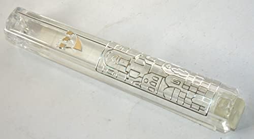 Mezuzah Case Lucid Plastic Decorated Silver Jerusalem 12cm Judaica