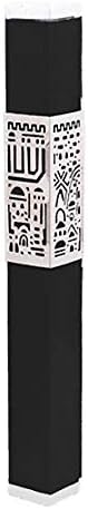 Anodized Aluminum Jerusalem Mezuzah Case - Black Silver Made in Israel