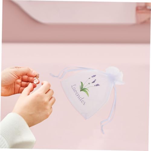 VOSAREA 20pcs Lavender Scented Sachets Drawstring Organza Mesh Bags for Home Storage and Freshening
