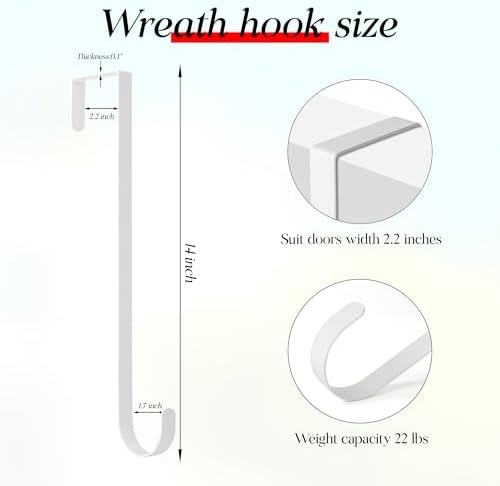 MCFULL 14 Inch Wreath Hangers for Front Door 2 Packs