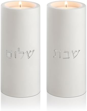 SURI Shabbat Candle Holders Set Modern Minimalist Concrete Tea Light Holders