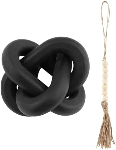 Quixleen Wood Knot Chain Link Decor Black
