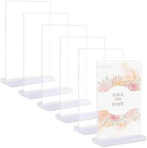 Framendino 6 Pack Clear Acrylic T-Shape Photo Frame Holders