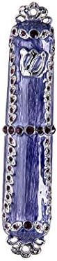 Copa Judaica Jeweled Purple Enamel Mezuzah Wall Mount