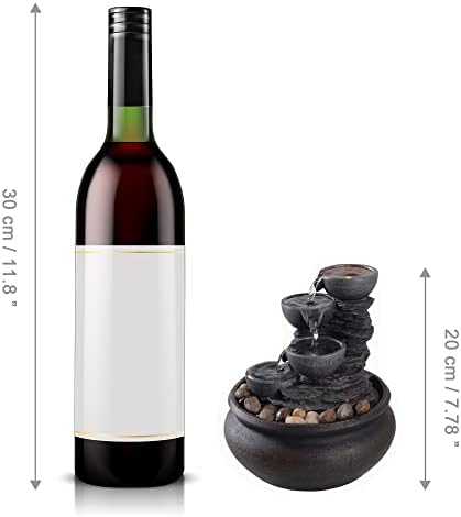 Teamson Home Indoor Tabletop Zen Waterfall Fountain with LED Lights and Pump Stone Gray