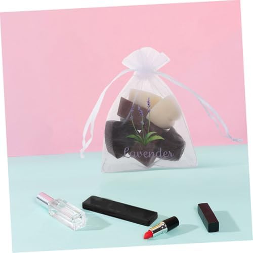 VOSAREA 20pcs Lavender Scented Sachets Drawstring Organza Mesh Bags for Home Storage and Freshening