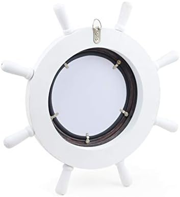 Classic White Nautical Ship Wheel Wall Decor 16 Inches