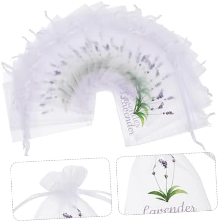 Garneck 20pcs Lavender Sachet Bags Empty Drawstring Mesh Pouches for Herbs and Dried Flowers Refillable Storage