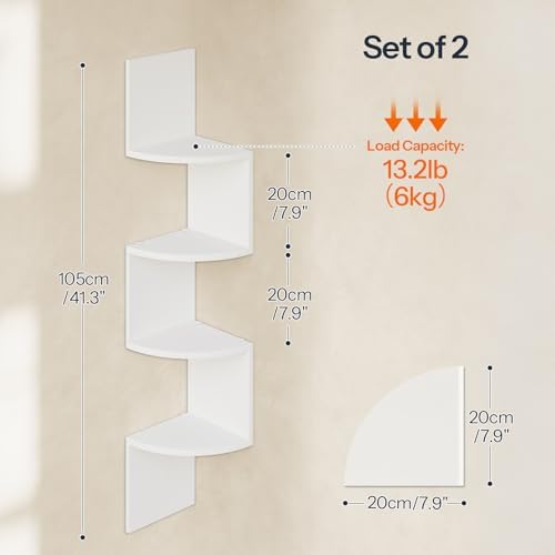 HOOBRO 4-Tier Floating Corner Shelves Set of 2
