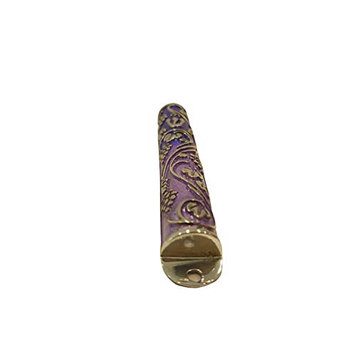 Light Blue Purple Pewter Mezuzah Case with Grapes Design
