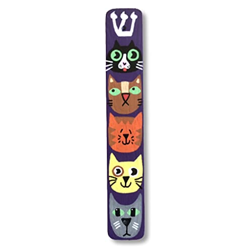 Cat Mezuzah Scroll Case Childrens Judaica Purple No Scroll
