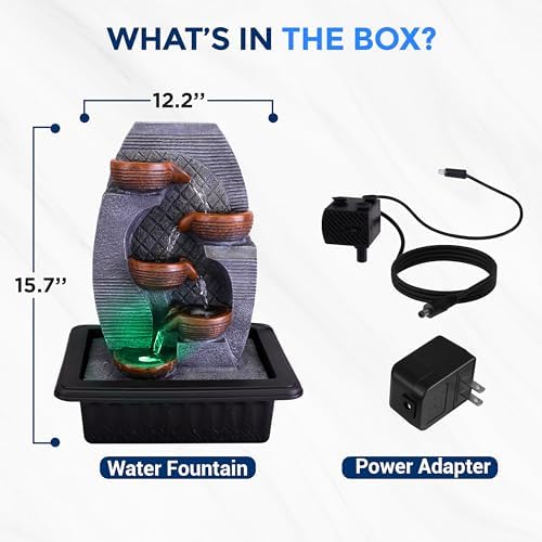 SereneLife Tabletop Water Fountain Zen Relaxing Decor for Meditation and Stress Relief