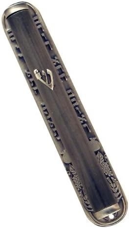 Round Pewter Blessing Mezuzah Case 12cm