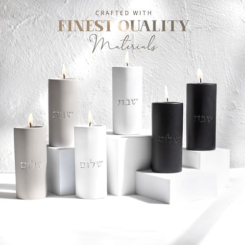 SURI Shabbat Candle Holders Set Modern Minimalist Concrete Tea Light Holders