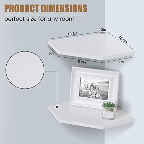 Set of 2 Floating Corner Shelves Rustic Wood Design