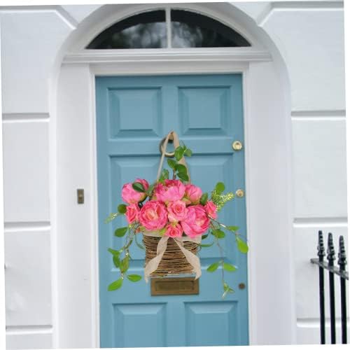 Peony Door Wreath Basket for Front Door Flowers Spring Welcome Decor