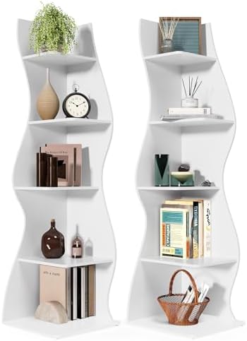 LITTLE TREE 5-Tier Wall Corner Bookshelf