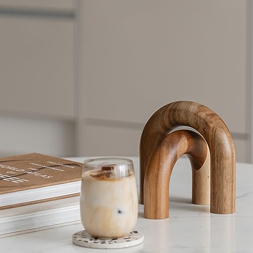 Wood Arch Bookshelf Decor - Modern Home Accent