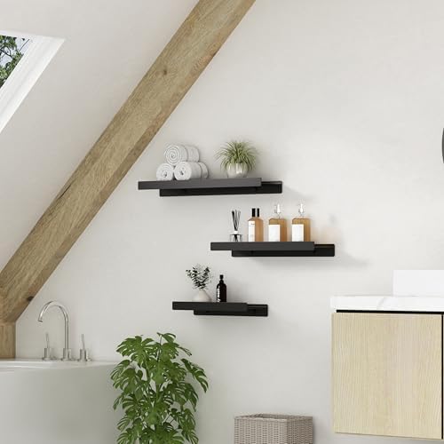 Dancrul Floating Shelves Wall Mount 2 Pack Black 12 Inch