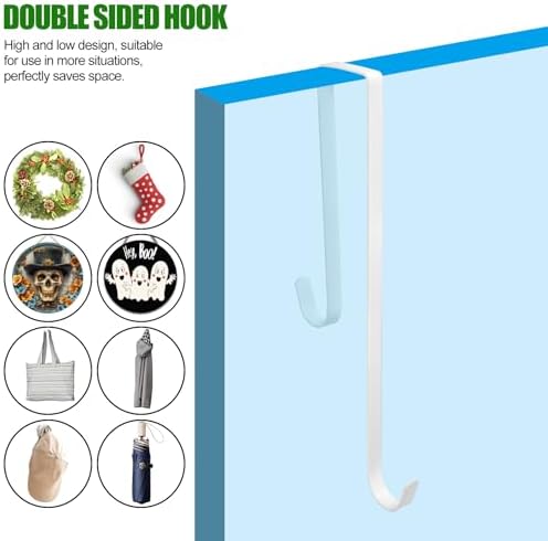 Double Side Wreath Hanger Over The Door - Large Metal Hook for Christmas