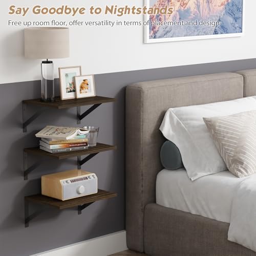 Forbena 12 Inch Deep Floating Shelves Set of 3 Heavy Duty Wall Shelves for Kitchen Storage