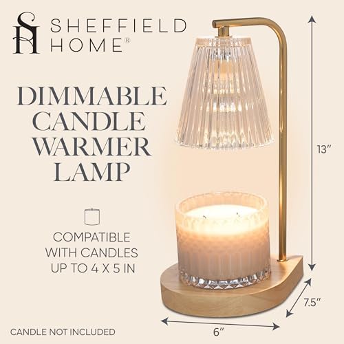Sheffield Home Glass Candle Warmer Lamp - Gold Ribbed 13x7