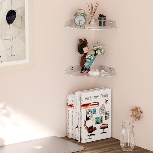 7x7 Inch Clear Acrylic Corner Shelf Set of 2