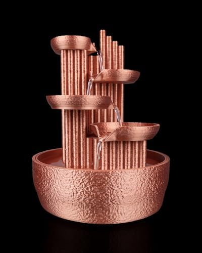 4-Tier Copper-Colored Tabletop Water Fountain with 85W x 85L x 7H Inches