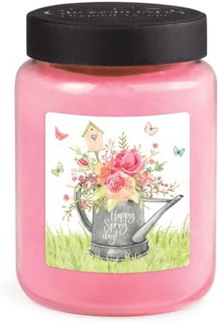Crossroads Original Designs Happy Spring Day Jar Candle with Fresh Cut Roses Scent